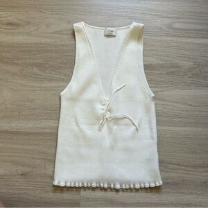 Aritzia Wilfred Ribbed White Tank Top